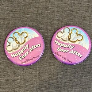 Set of 2 Walt Disney World Park Authentic Happily Ever After Buttons